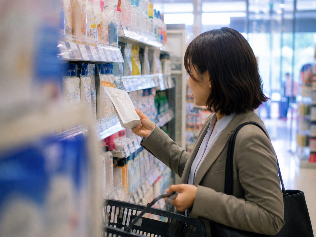 店内で商品を選んでいる買い物客